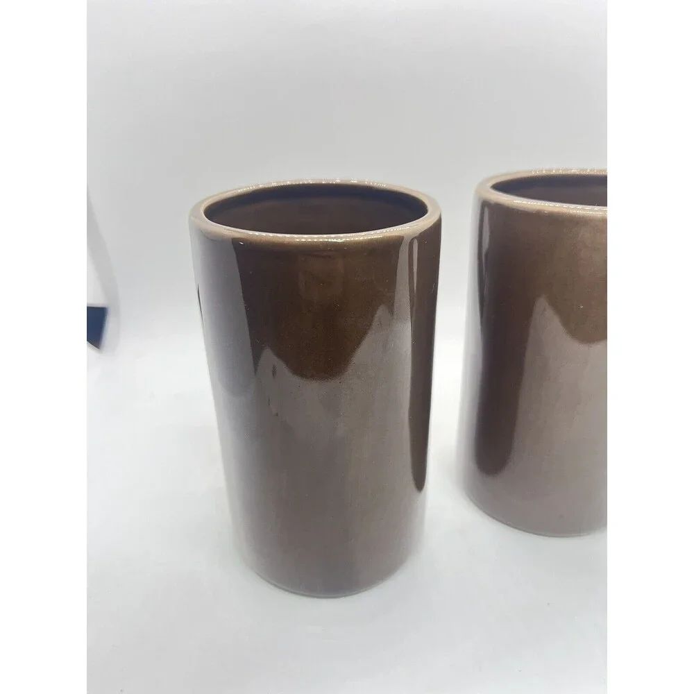 Pottery Barn Studio Mugs by Barbara Eigen Tall Coffee Mugs Set of 2 Brown
